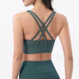 Nylon Top Women Bra Sexy Top Woman Breathable Underwear Women Fitness Yoga Sports Bra For Women Gym 22 Colors (Color: Emerald, size: Xl)