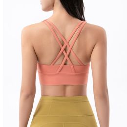 Nylon Top Women Bra Sexy Top Woman Breathable Underwear Women Fitness Yoga Sports Bra For Women Gym 22 Colors (Color: Coral Red, size: Xl)
