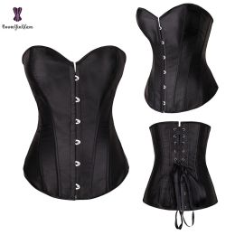 Sexy Women Steampunk Clothing Gothic Plus Size Corsets Lace Up Boned Overbust Bustier Waist Cincher Body Shaper Corselet S-6XL (Color: 818 Black, size: 5Xl)