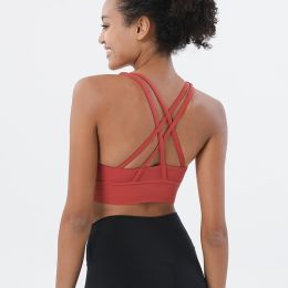 Nylon Top Women Bra Sexy Top Woman Breathable Underwear Women Fitness Yoga Sports Bra For Women Gym 22 Colors (Color: Dark Red, size: Xl)