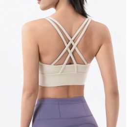 Nylon Top Women Bra Sexy Top Woman Breathable Underwear Women Fitness Yoga Sports Bra For Women Gym 22 Colors (Color: Light Ivory, size: Xl)