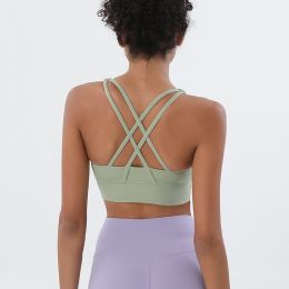 Nylon Top Women Bra Sexy Top Woman Breathable Underwear Women Fitness Yoga Sports Bra For Women Gym 22 Colors (Color: Avocado Green, size: Xl)