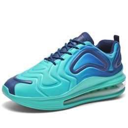 JJ tiger The latest color matching couples sky Eye air cushion shoes for men and women casual sports shoes (36-46 optional) (Color: Green Dark Blue, size: 45)