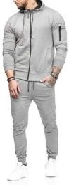 Mens 2 Piece Tracksuit Zipper Hoodie Pants Athletic Tracksuits Casual Hooded Outdoor Sport Suits (Color: White, size: Xxl)