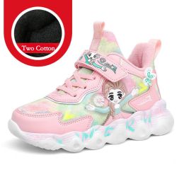 Children's Cotton Shoes Casual Warm Sneakers For Girls Breathable Fashion Sports Shoes Kids Running Shoes Water Proof Shoes (Color: Pink 2, size: 27)
