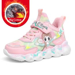 Children's Cotton Shoes Casual Warm Sneakers For Girls Breathable Fashion Sports Shoes Kids Running Shoes Water Proof Shoes (Color: Pink 1, size: 28)