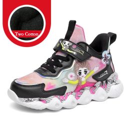 Children's Cotton Shoes Casual Warm Sneakers For Girls Breathable Fashion Sports Shoes Kids Running Shoes Water Proof Shoes (Color: Black 2, size: 30)