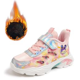 Kids Cotton Shoes Boys Sneakers Sweet Cute Girls Sports Shoes Outdoor Flat Sports Shoes Student Casual Child Winter Running Shoe (Color: Pink Cotton Shoes, size: 31)