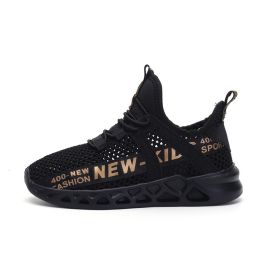 2019 Spring Autumn Kids Sport Running Shoes Boys Sneakers Tenis Basket Footwear Red Black Breathable Girls Soft Chaussure Enfant (Color: Gold Hollow Shoes, size: 11.5)