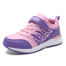 Kids Sport Shoes Waterproof Running Shoes Girls Sneakers Tenis Infantil Pink Breathable Antislip Children Shoes Chaussure Enfant (Color: Purple Sneakers Kids, size: 31)
