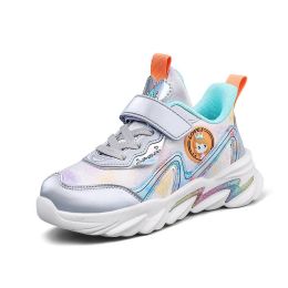 Kids Tenis Sneakers For Girls Fashion Lightweight Sports Running Shoes Children Casual Pu Leather Sneakers Autumn Winter Shoes (Color: Silver, size: 35)
