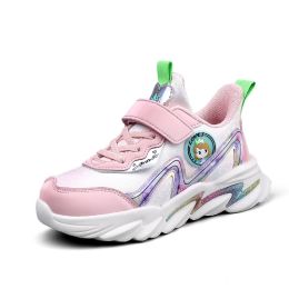Kids Tenis Sneakers For Girls Fashion Lightweight Sports Running Shoes Children Casual Pu Leather Sneakers Autumn Winter Shoes (Color: Pink, size: 32)
