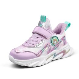 Kids Tenis Sneakers For Girls Fashion Lightweight Sports Running Shoes Children Casual Pu Leather Sneakers Autumn Winter Shoes (Color: Purple, size: 28)