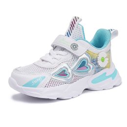Kids Sneakers Girls Breathable Mesh Sport Shoes Non-slip Running Shoes Slip-on Children Light Casual Walking Shoe Tenis Infantil (Color: White Girls Shoes, size: 12.5)