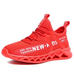 2019 Spring Autumn Kids Sport Running Shoes Boys Sneakers Tenis Basket Footwear Red Black Breathable Girls Soft Chaussure Enfant (Color: Red Kids Sneakers, size: 2.5)