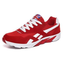 Hot Lightweight Men Mesh Shoes Comfortable Breathable Men's Sneakers Antiskid and Wear-resistant Outdoor Casual Sport Men Shoes (Color: Red, size: 43)