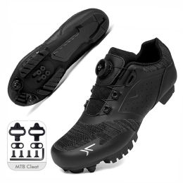 2022 MTB Cycling Shoes Men Self-locking Cleats Speed Road Bike Sneakers Flat Racing Women SPD Mountain Bicycle Shoes for Shimano (Color: Black Mtb, size: 37)