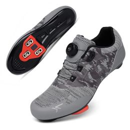 2022 MTB Cycling Shoes Men Self-locking Cleats Speed Road Bike Sneakers Flat Racing Women SPD Mountain Bicycle Shoes for Shimano (Color: Dark Grey Road, size: 38)