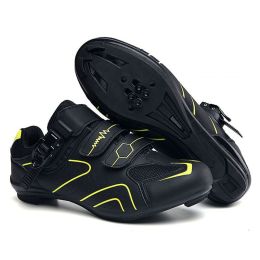 Cycling Sneaker Men Mtb Shoes Self-Locking Cleat Road Bike Boots Flat Bicycle Speed Sneaker Racing Women SPD Pedal Cycling Shoes (Color: Green Road, size: 44)