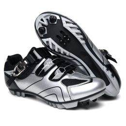 Cycling Sneaker Men Mtb Shoes Self-Locking Cleat Road Bike Boots Flat Bicycle Speed Sneaker Racing Women SPD Pedal Cycling Shoes (Color: Grey Mtb, size: 47)