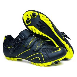 Cycling Sneaker Men Mtb Shoes Self-Locking Cleat Road Bike Boots Flat Bicycle Speed Sneaker Racing Women SPD Pedal Cycling Shoes (Color: Black-Green Mtb, size: 47)