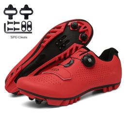 Sapatilha Ciclismo Mtb Men Road Cycling Shoes Speed Sneaker Racing Flat Pedal Women Mountain Bike Boots Spd Bicycle Cleats Shoes (Color: Red Mtb, size: 39)