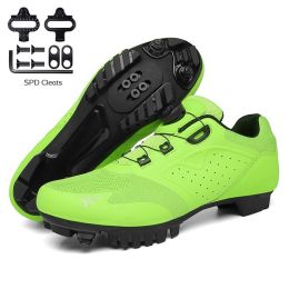 Sapatilha Ciclismo Mtb Men Road Cycling Shoes Speed Sneaker Racing Flat Pedal Women Mountain Bike Boots Spd Bicycle Cleats Shoes (Color: Green Mtb, size: 42)