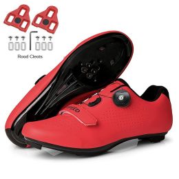 Sapatilha Ciclismo Mtb Men Road Cycling Shoes Speed Sneaker Racing Flat Pedal Women Mountain Bike Boots Spd Bicycle Cleats Shoes (Color: Red Road, size: 41)