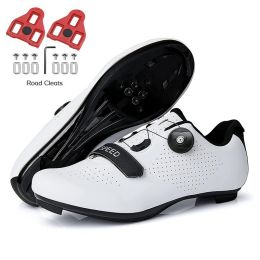 Sapatilha Ciclismo Mtb Men Road Cycling Shoes Speed Sneaker Racing Flat Pedal Women Mountain Bike Boots Spd Bicycle Cleats Shoes (Color: White Road, size: 37)