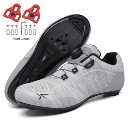 Sapatilha Ciclismo Mtb Men Road Cycling Shoes Speed Sneaker Racing Flat Pedal Women Mountain Bike Boots Spd Bicycle Cleats Shoes (Color: Light Grey Road, size: 36)