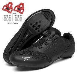 Sapatilha Ciclismo Mtb Men Road Cycling Shoes Speed Sneaker Racing Flat Pedal Women Mountain Bike Boots Spd Bicycle Cleats Shoes (Color: Black Road, size: 45)