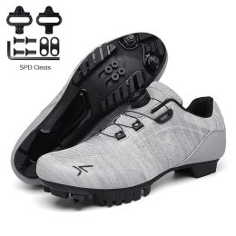 Sapatilha Ciclismo Mtb Men Road Cycling Shoes Speed Sneaker Racing Flat Pedal Women Mountain Bike Boots Spd Bicycle Cleats Shoes (Color: Light Grey Mtb, size: 43)