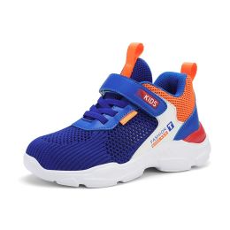 Spring Summer Children Single Mesh Breathable Sports Shoes Boys Light Comfortable Anti-slip Running Shoes Outdoor Tenis Sneakers (Color: Blue, size: 33)