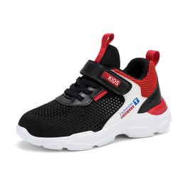 Spring Summer Children Single Mesh Breathable Sports Shoes Boys Light Comfortable Anti-slip Running Shoes Outdoor Tenis Sneakers (Color: Black, size: 34)