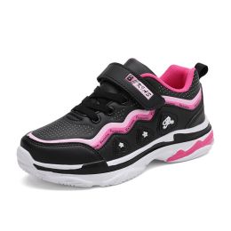 Kids Sport Shoes Waterproof Running Shoes Girls Sneakers Tenis Infantil Pink Breathable Antislip Children Shoes Chaussure Enfant (Color: Girls Running Black, size: 35)