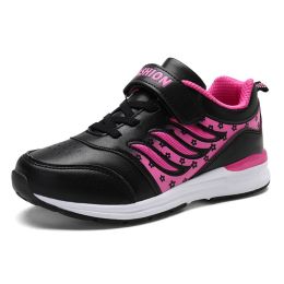 Kids Sport Shoes Waterproof Running Shoes Girls Sneakers Tenis Infantil Pink Breathable Antislip Children Shoes Chaussure Enfant (Color: Black Sneakers Kids, size: 35)