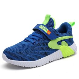 FLARUT Autumn Mesh Running Shoes Kids Sneakers Boys Breathable Casual Anti-slippery Outdoor Child Sport Shoes Trainers Footwear (Color: Sapphire Blue Shoes, size: 11)