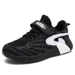 FLARUT Autumn Mesh Running Shoes Kids Sneakers Boys Breathable Casual Anti-slippery Outdoor Child Sport Shoes Trainers Footwear (Color: Black White Shoes, size: 13)