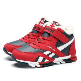FLARUT Children Sneakers Winter Cotton Sports Shoes Boys Waterproof Non-slip Running Shoes Outdoor Warm Wear Resistant Casual (Color: Red, size: 3)