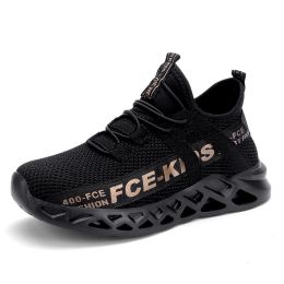 FLARUT Kids Running Shoes Sport Shoes Boys Sneakers Outdoor Light Tenis Basket Footwear Red Black Girl Breathable Soft Shoes (Color: Gold Boys Sneakers, size: 9)