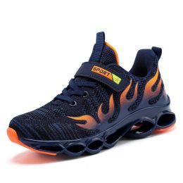 Children Outdoor Sport Shoes Breathable Mesh Anti-slip Running Shoes Boys Casual Comfortable Wear-resistant Flat Sneakers (Color: Blue Sport Shoes, size: 38)