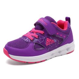 kids sneakers girls sport shoes Spring Autumn Breathable mesh running shoes cushion Outdoor gym Shoes children Tenis Infantil (Color: Purple Girls Shoes, size: 13)
