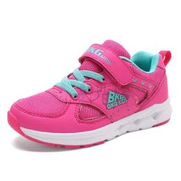 kids sneakers girls sport shoes Spring Autumn Breathable mesh running shoes cushion Outdoor gym Shoes children Tenis Infantil (Color: Rose Girls Shoes, size: 4)