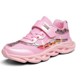 Kids Sneakers Girls' Lightweight Shoes Running Sport Shoes Boys Fashion Casual Walking Shoes Children Pu Leather Tenis Sneakers (Color: Pink, size: 26)