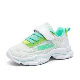 Kids Sneakers Leather Children Shoes Girls Running Shoes Trainers Tenis Infantil Basket Sport Shoes Walking Flats Spring Autumn (Color: Green Mesh Upper, size: 13)