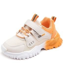 Kids Sneakers Leather Children Shoes Girls Running Shoes Trainers Tenis Infantil Basket Sport Shoes Walking Flats Spring Autumn (Color: Orange Sneakers, size: 4.5)