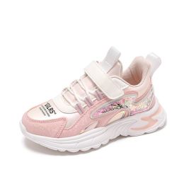 Kids Sneakers Children Shoes Waterproof Running Shoes Non-slip Mesh Trainers Sport Shoes Pink Girls Chaussure Enfant Tenis Shoe (Color: Pink Size 26-37, size: 3)