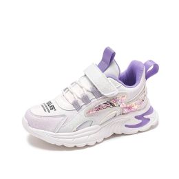 Kids Sneakers Children Shoes Waterproof Running Shoes Non-slip Mesh Trainers Sport Shoes Pink Girls Chaussure Enfant Tenis Shoe (Color: Purple Size 26-37, size: 2.5)