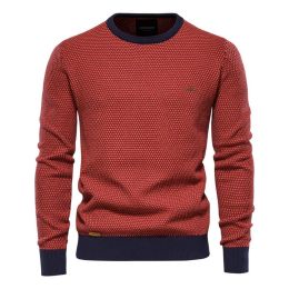 Men's Slim Fit Sweater Casual Knitted Solid Sweaters (Color: Red, size: 2Xl)