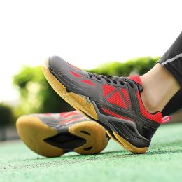 200 New Arrival Action Leather High-Quality Men Tennis Shoes Non-slip Sneakers Man Tennis Wear-Resistant Sports Masculino (Color: Red, size: 37)